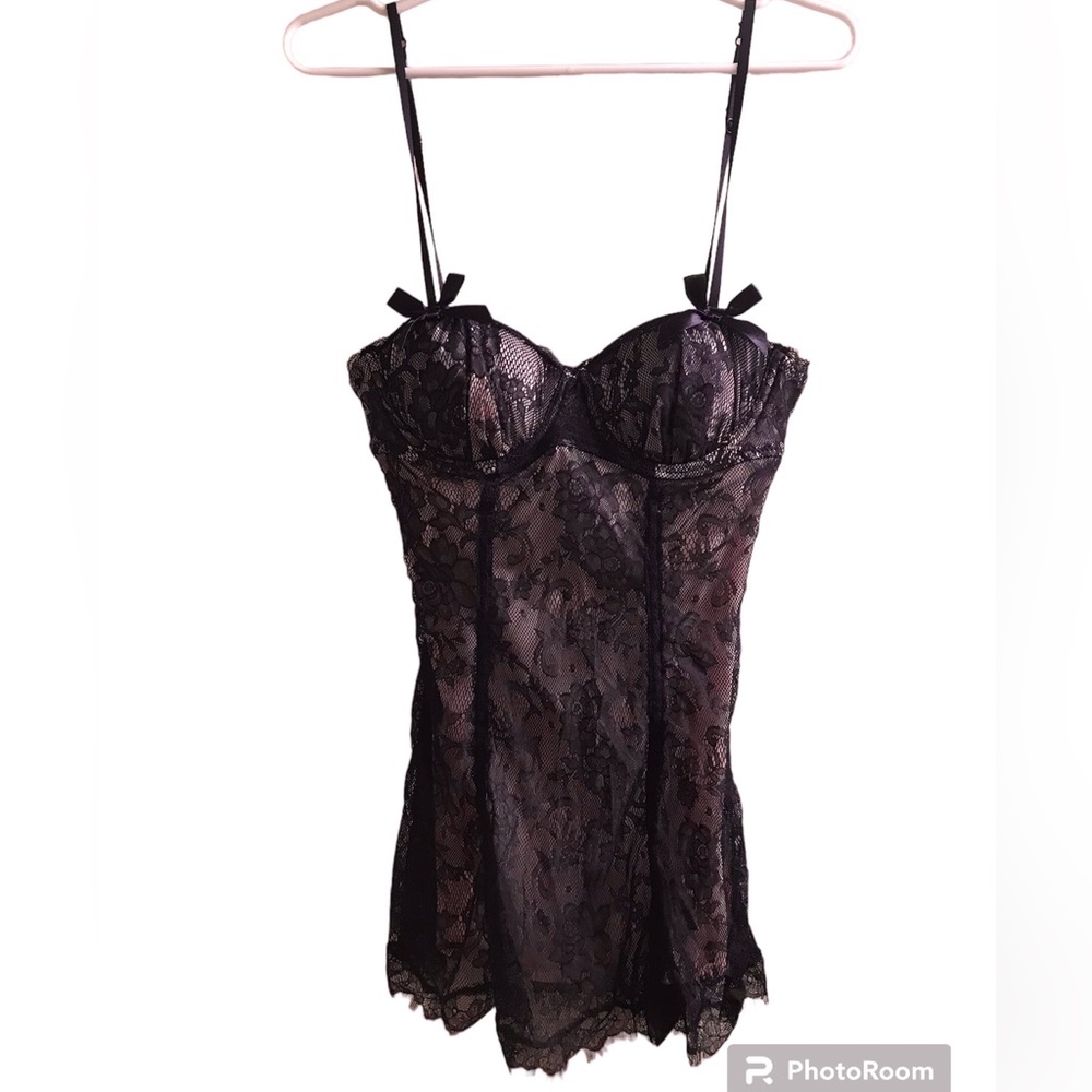 Black + Pink Lace Babydoll - NWOT